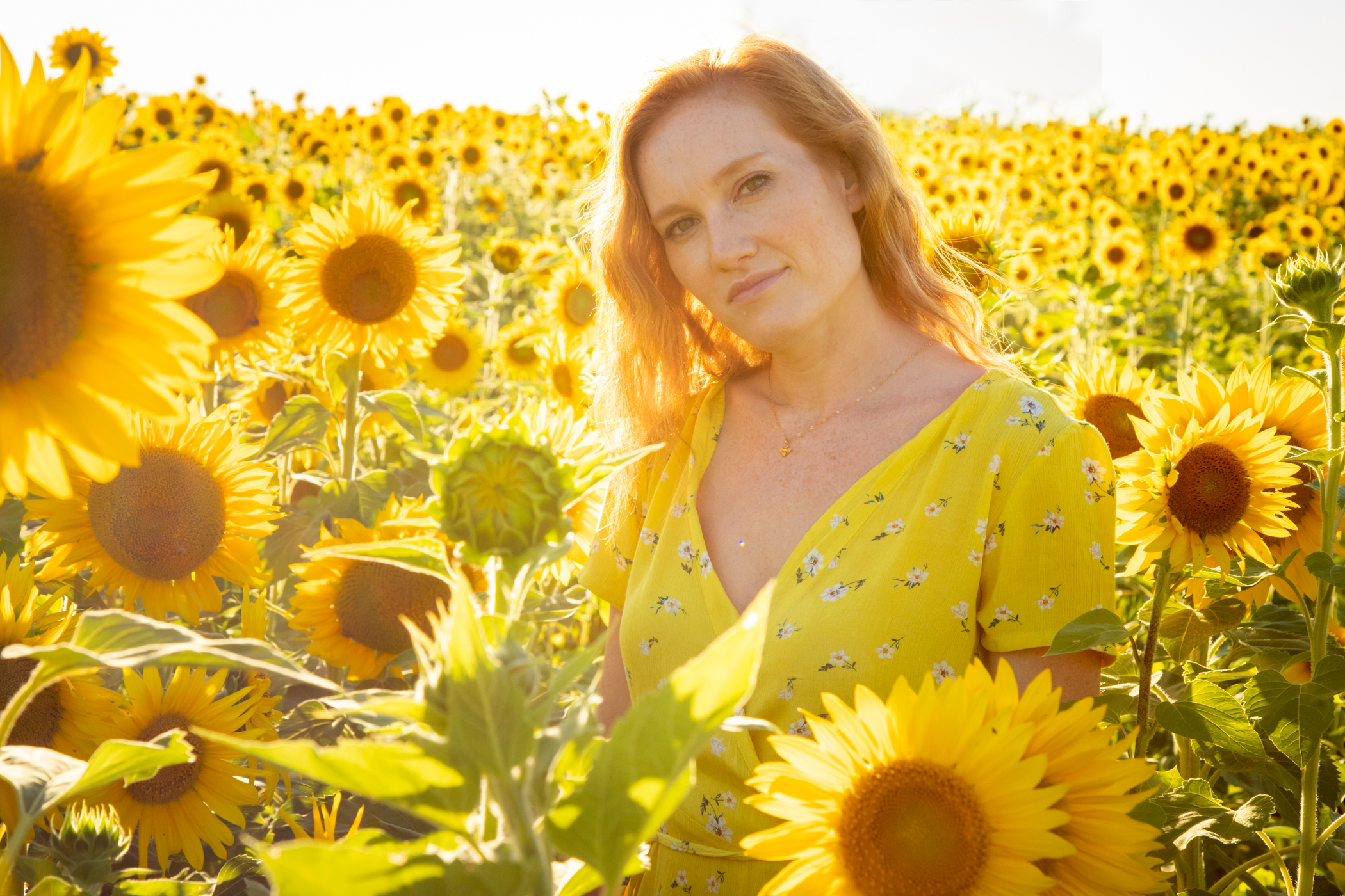 Female Solo Portrait in a sunflower field